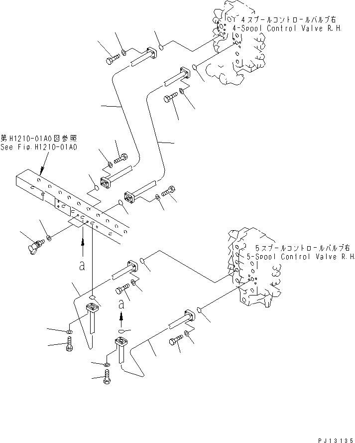 Excavators Komatsu / PC1800-6 S/N 10001-UP(pc1800-c) / BUCKET LINES (BUCKET CYLINDER PIPING ? R.H.)(180660 : H1222-02A1)