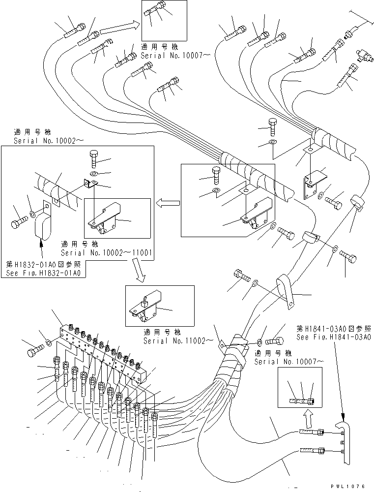 Excavators Komatsu / PC1800-6 S/N 10001-UP(pc1800-c) / CONTROL VALVE PIPING(180880 : H1835-01A0)