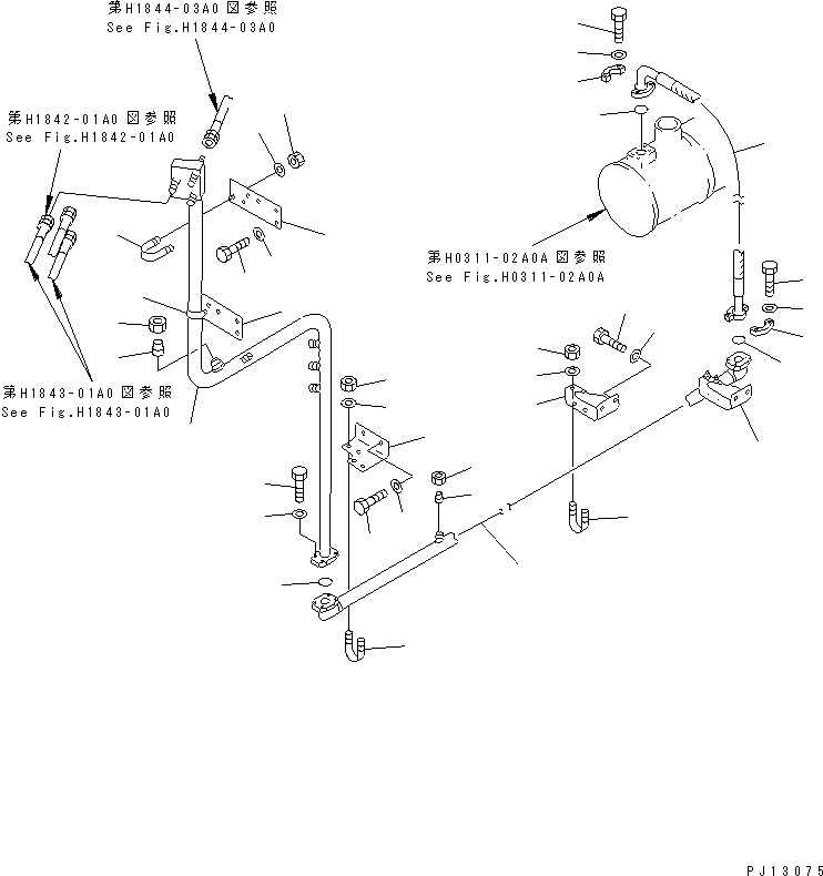 Excavators Komatsu / PC1800-6 S/N 10001-UP(pc1800-c) / PPC VALVE RETURN PIPING(#10001-10999)(180890 : H1841-01A0)