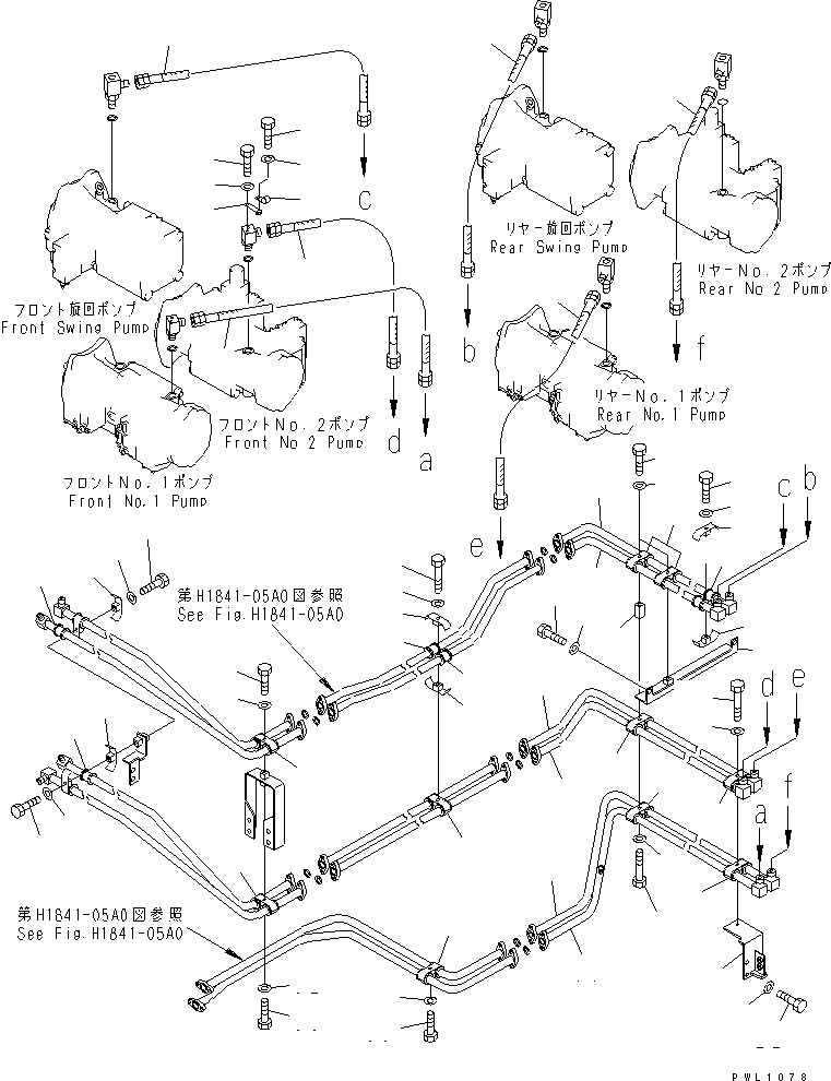 Excavators Komatsu / PC1800-6 S/N 10001-UP(pc1800-c) / RETURN PIPING (BLOCK TO FILTER) (1/3)(#10001-10999)(180940 : H1841-04A0)