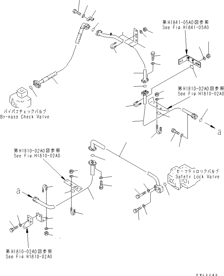 Excavators Komatsu / PC1800-6 S/N 10001-UP(pc1800-c) / RELIEF DRAIN PIPING (+55ЯC SPEC.)(#10001-10999)(180980 : H1841-07A1)