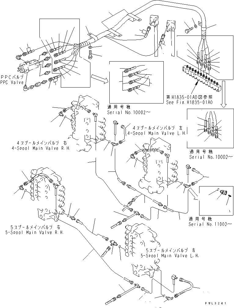 Excavators Komatsu / PC1800-6 S/N 10001-UP(pc1800-c) / TRAVEL PPC VALVE PIPING (1/2)(180990 : H1842-01A0)