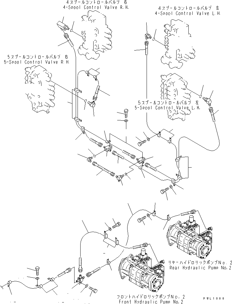 Excavators Komatsu / PC1800-6 S/N 10001-UP(pc1800-c) / TRAVEL PPC VALVE PIPING (2/2)(181000 : H1842-02A0)