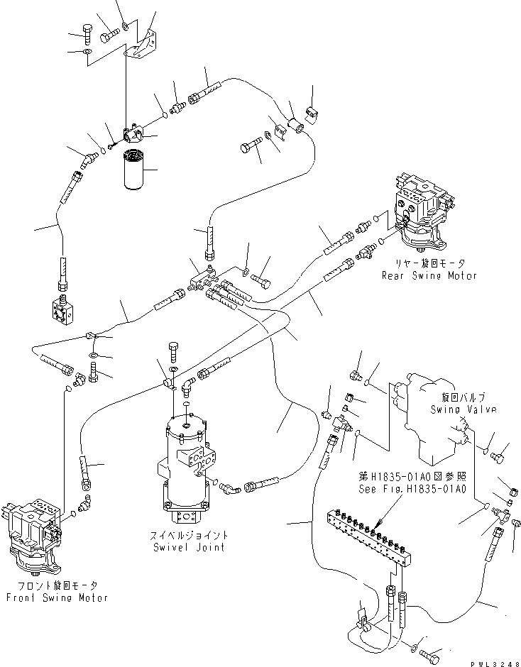 Excavators Komatsu / PC1800-6 S/N 10001-UP(pc1800-c) / SWING MECHANICAL BRAKE PIPING(#10001-10001)(181080 : H1847-01A0)