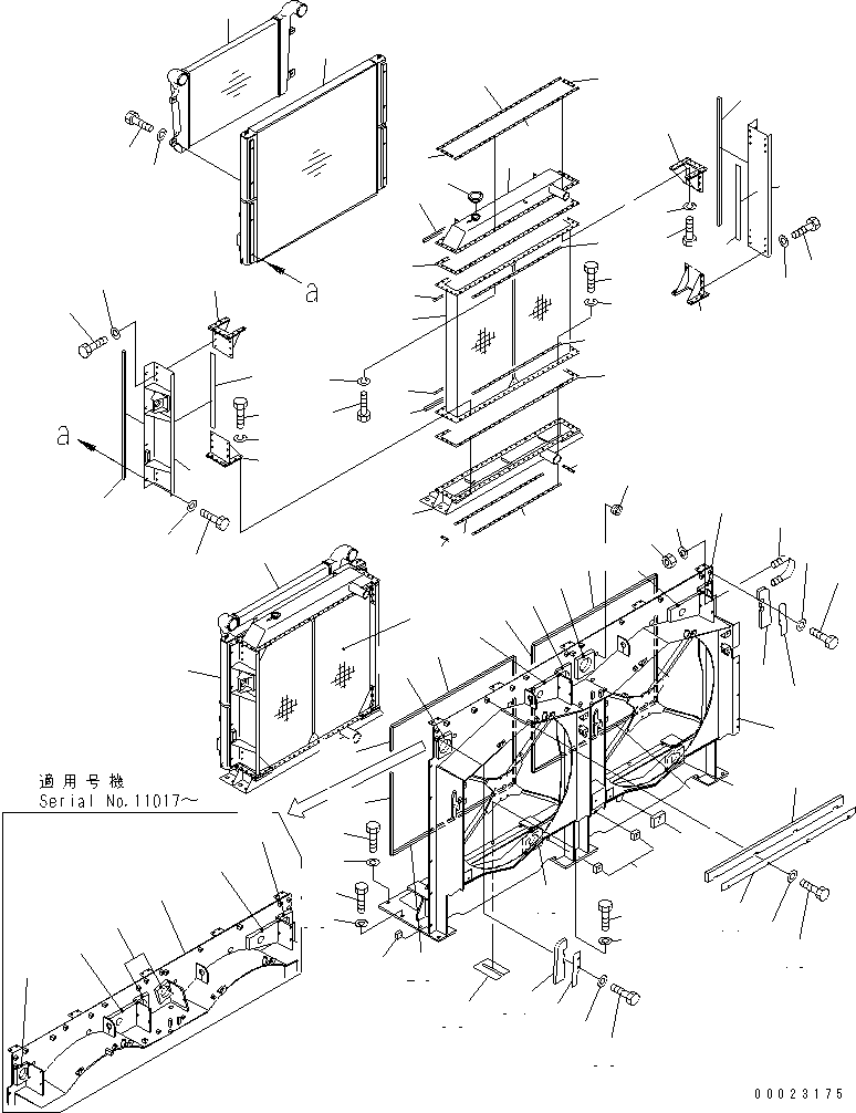 Komatsu parts book diagram for PC1800-6-M1 S/N 10001-UP: COOLING (RADIATOR)(#11002-)