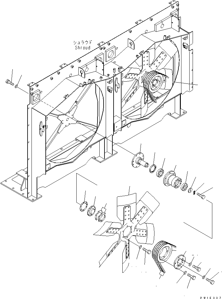 Komatsu parts book diagram for PC1800-6-M1 S/N 10001-UP: COOLING (RADIATOR FAN MOUNT)(#11002-)