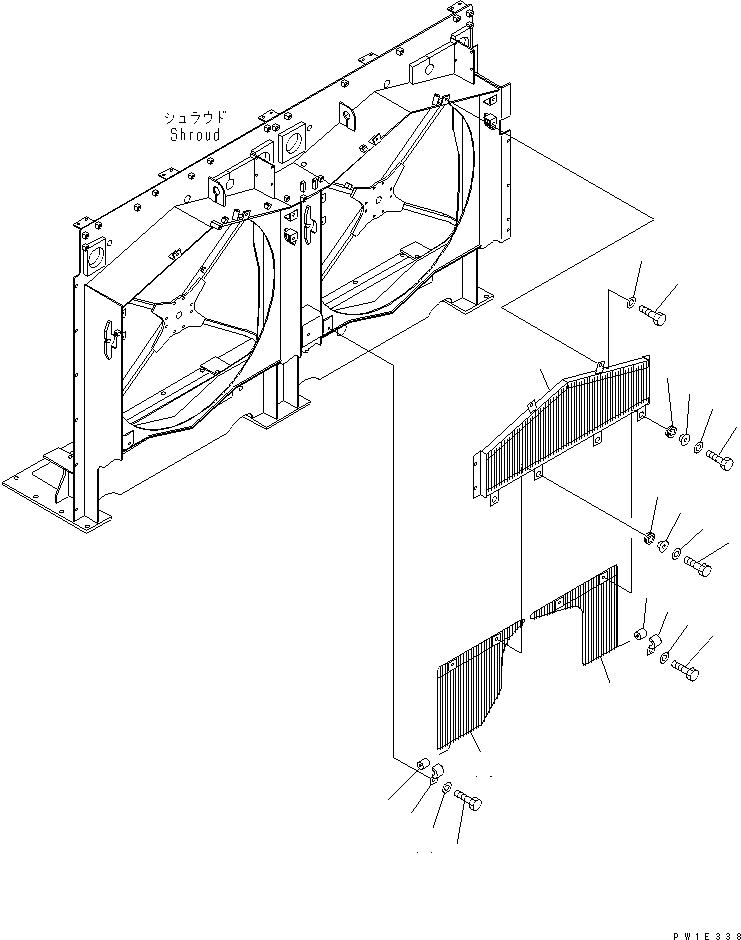 Komatsu parts book diagram for PC1800-6-M1 S/N 10001-UP: COOLING (FAN GUARD)(#11002-)