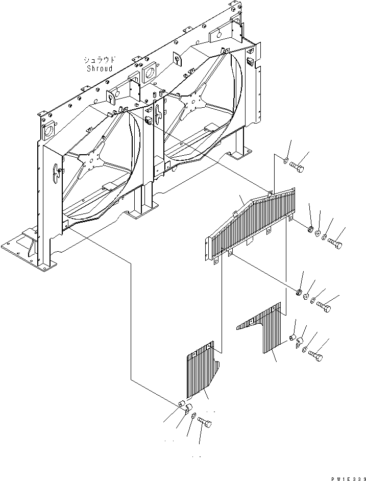 Komatsu parts book diagram for PC1800-6-M1 S/N 10001-UP: COOLING (FAN GUARD)(#11002-)