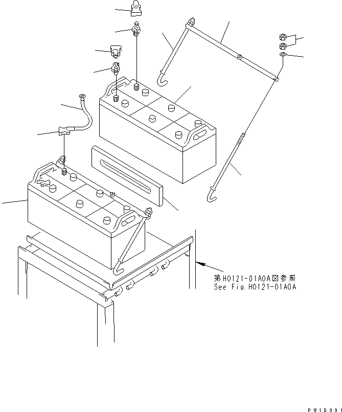 Komatsu parts book diagram for PC1800-6-M1 S/N 10001-UP: BATTERY (NS200)(#11002-)