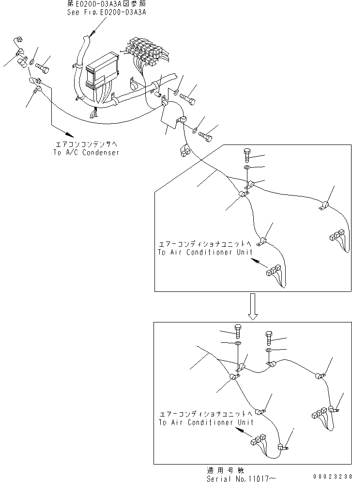 Komatsu parts book diagram for PC1800-6-M1 S/N 10001-UP: ELECTRICAL SYSTEM (AIR CON)(#11002-)
