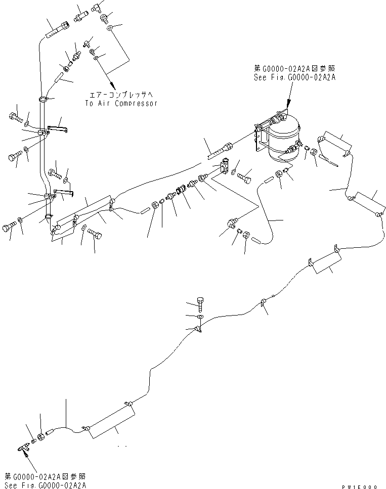 Komatsu parts book diagram for PC1800-6-M1 S/N 10001-UP: AIR SYSTEM (PIPING)(#11002-)