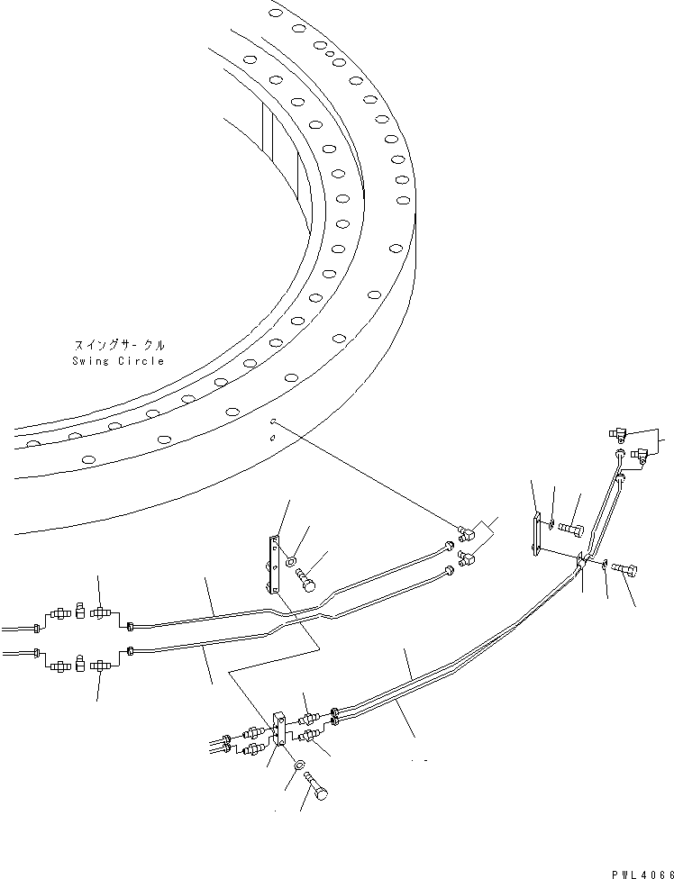 Komatsu parts book diagram for PC1800-6-M1 S/N 10001-UP: AUTO GREASE PIPING (SWING CIRCLE LUBRICATION ? L.H.)(#10005-)