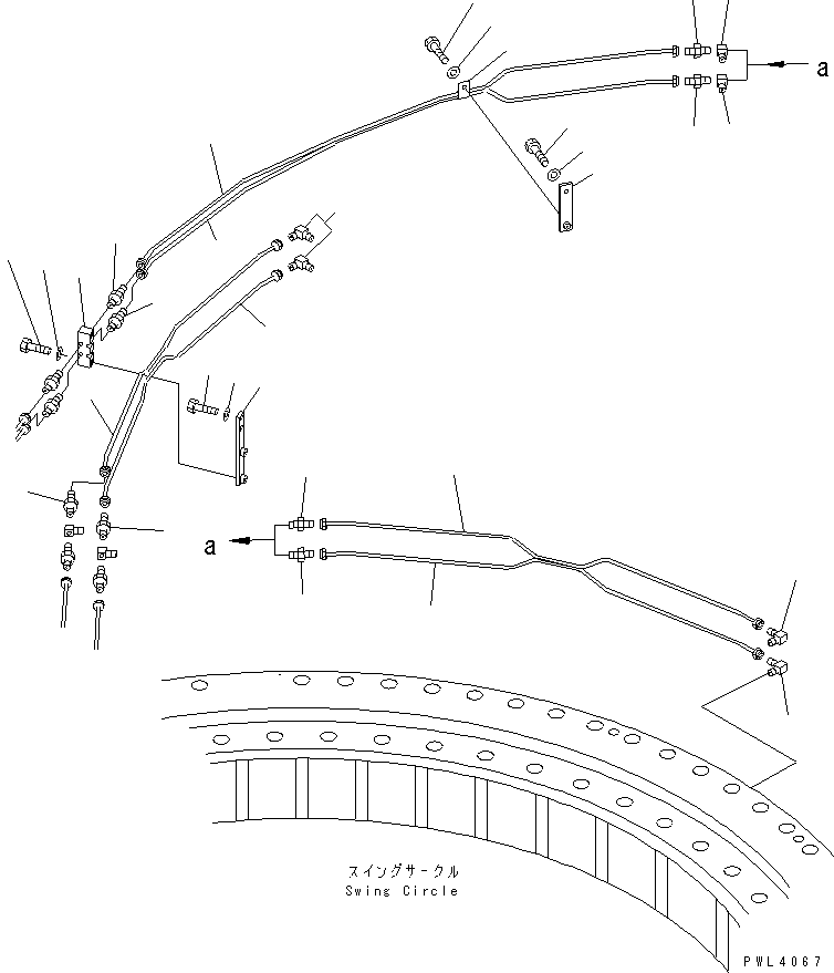 Komatsu parts book diagram for PC1800-6-M1 S/N 10001-UP: AUTO GREASE PIPING (SWING CIRCLE LUBRICATION ? R.H.)(#10005-)