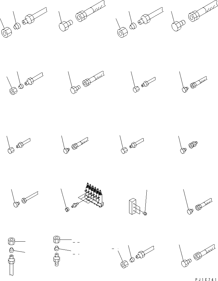 Komatsu parts book diagram for PC1800-6-M1 S/N 10001-UP: AUTO GREASE PIPING (BLIND PARTS) (FOR LINCOLN)(#10005-)