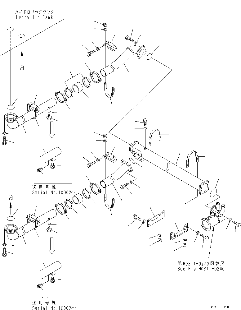 Komatsu parts book diagram for PC1800-6-M1 S/N 10001-UP: SUCTION LINE (TANK TO PUMP)