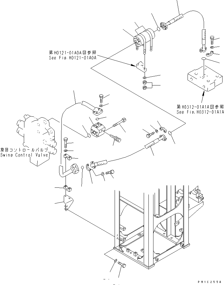 Komatsu parts book diagram for PC1800-6-M1 S/N 10001-UP: DELIVERY LINES (BLOCK TO SWING VALVE) (FRONT)(#11002-)
