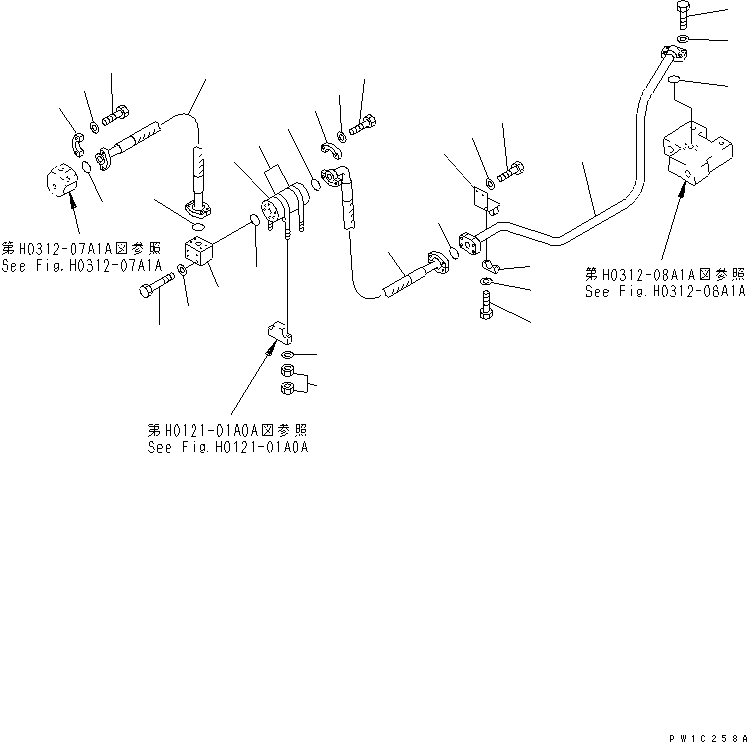 Komatsu parts book diagram for PC1800-6-M1 S/N 10001-UP: DELIVERY LINES (BLOCK TO SWING VALVE) (REAR)(#11002-)