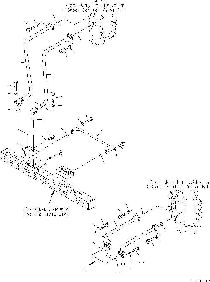 Komatsu parts book diagram for PC1800-6-M1 S/N 10001-UP: ARM LINES (ARM CYLINDER PIPING ? R.H.)