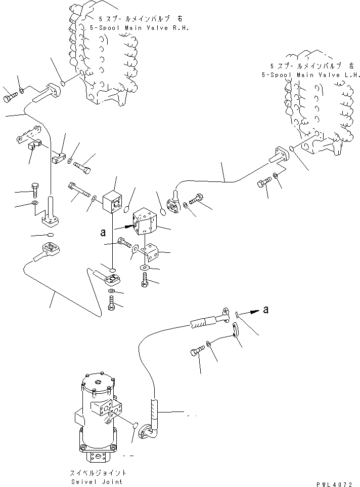 Komatsu parts book diagram for PC1800-6-M1 S/N 10001-UP: TRAVEL LINES (TRAVEL PIPING ? L.H. FRONT)