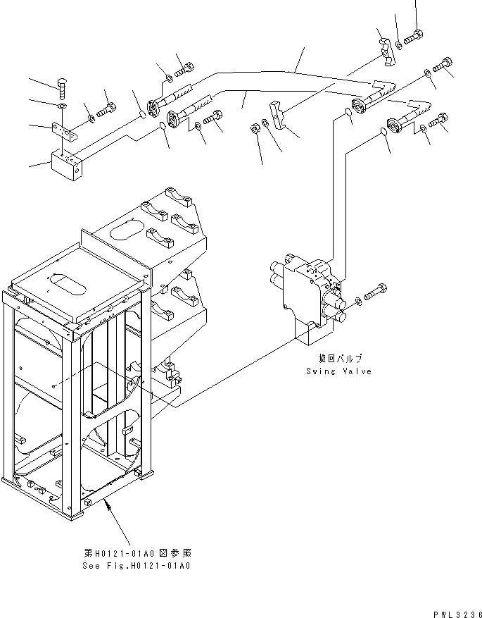 Komatsu parts book diagram for PC1800-6-M1 S/N 10001-UP: SWING LINES (VALVE TO BLOCK)