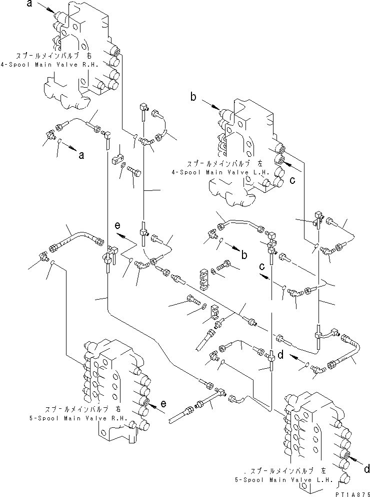 Komatsu parts book diagram for PC1800-6-M1 S/N 10001-UP: CONTROL VALVE PIPING (ARM) (FOR LOADER)