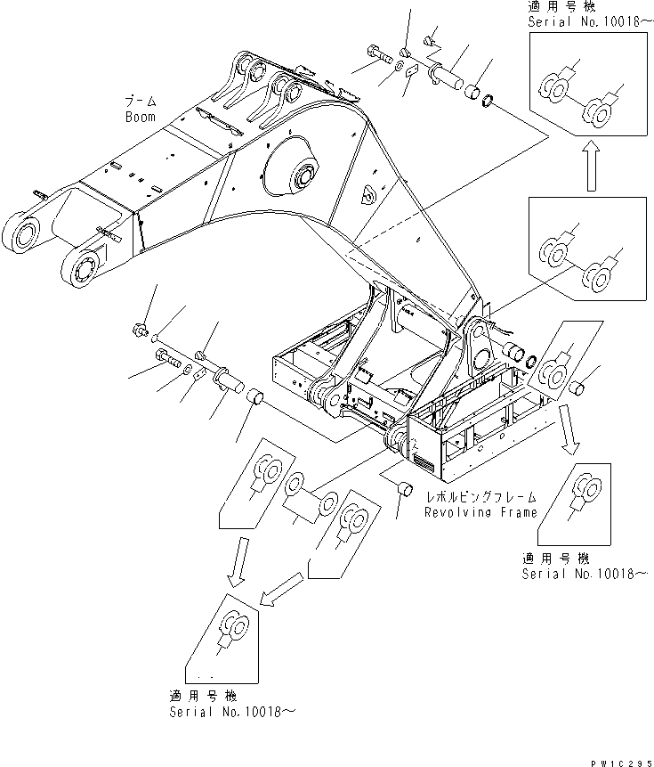 Komatsu parts book diagram for PC1800-6-M1 S/N 10001-UP: BOOM FOOT PIN (BACKHOE)