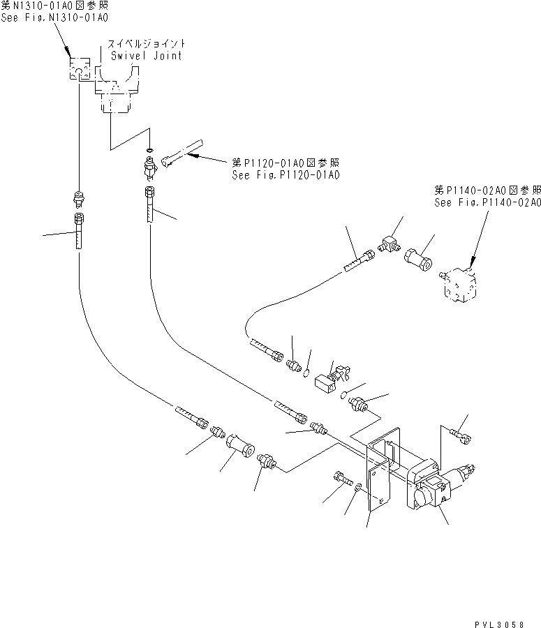 Komatsu parts book diagram for PC1800-6-M1 S/N 10001-UP: HIC LINES (REDUCING VALVE)