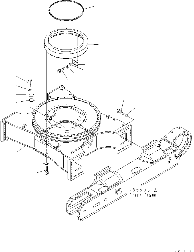 Komatsu parts book diagram for PC1800-6-M1 S/N 10001-UP: TRACK CENTER FRAME (WITH UNDER COVER)