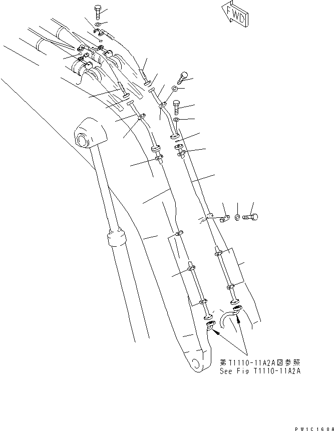 Komatsu parts book diagram for PC1800-6-M1 S/N 10001-UP: BOOM (ARM CYLINDER LINES) (1/2)(#11002-)