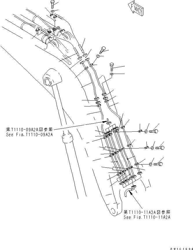Komatsu parts book diagram for PC1800-6-M1 S/N 10001-UP: BOOM (ARM CYLINDER LINES) (2/2)(#11002-)