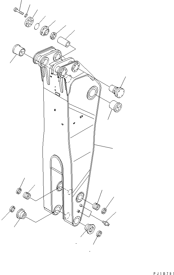 Komatsu parts book diagram for PC1800-6-M1 S/N 10001-UP: ARM (3.9M) (ARM) (HEAVY DUTY) (BACKHOE)(#11002-)