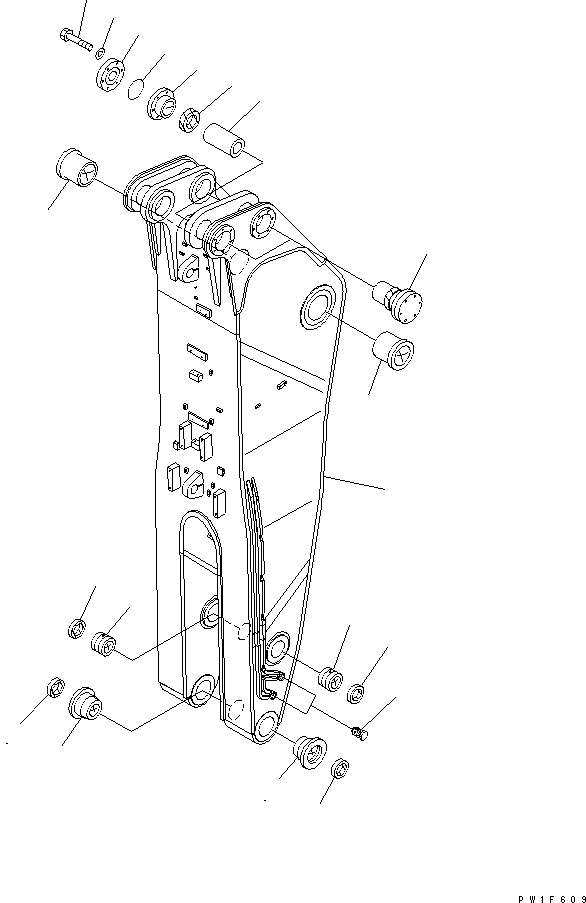 Komatsu parts book diagram for PC1800-6-M1 S/N 10001-UP: ARM (3.9M) (ARM) (BACKHOE) (WITH AUTO GREASING) (FOR LINCOLN) (FOR BUCKET LINK AUTO LUBRICATING)(#11002-)