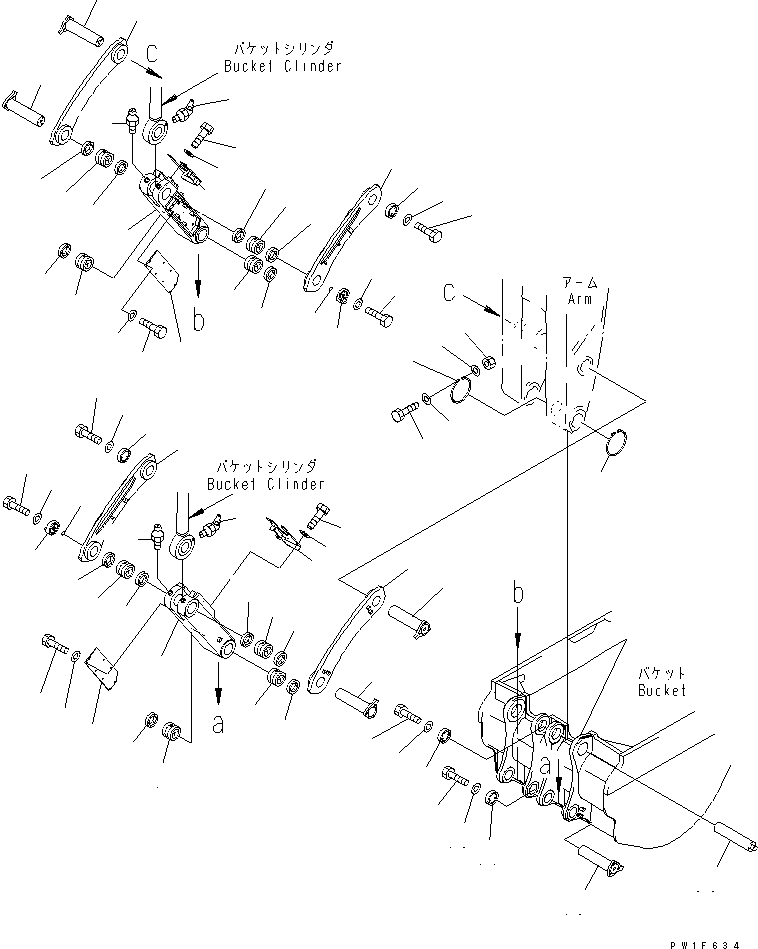 Komatsu parts book diagram for PC1800-6-M1 S/N 10001-UP: BUCKET LINK (BACKHOE) (WITH AUTO GREASING) (FOR LINCOLN)(#11002-)
