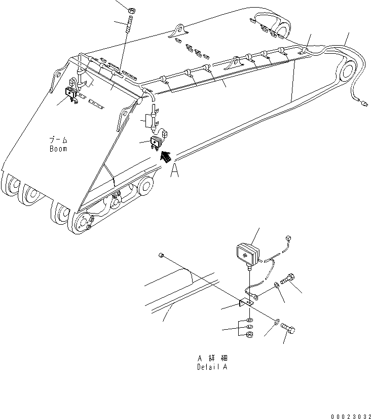 Komatsu parts book diagram for PC1800-6-M1 S/N 10001-UP: BOOM (WORKING LAMP) (FOR LOADER)(#11012-)