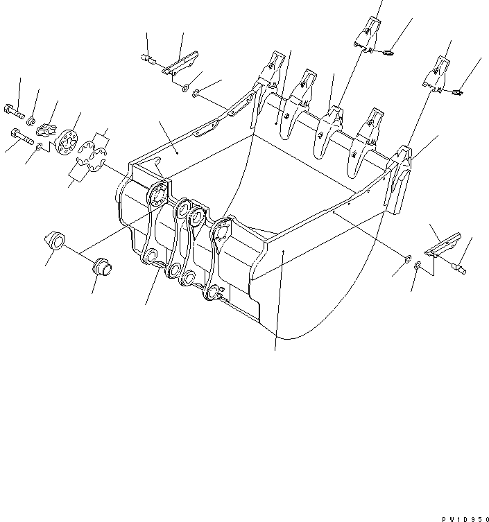 Komatsu parts book diagram for PC1800-6-M1 S/N 10001-UP: BUCKET (12.0M3) (HORIZONTAL PIN TYPE) (TYPE E)(#11002-)