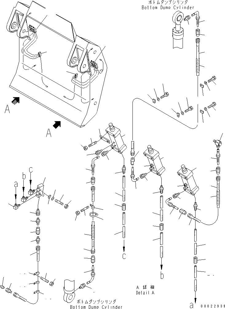 Komatsu parts book diagram for PC1800-6-M1 S/N 10001-UP: WORK EQUIPMENT LUBRICATION PIPING (BUCKET SIDE) (FOR LOADER)(#10001-11005)