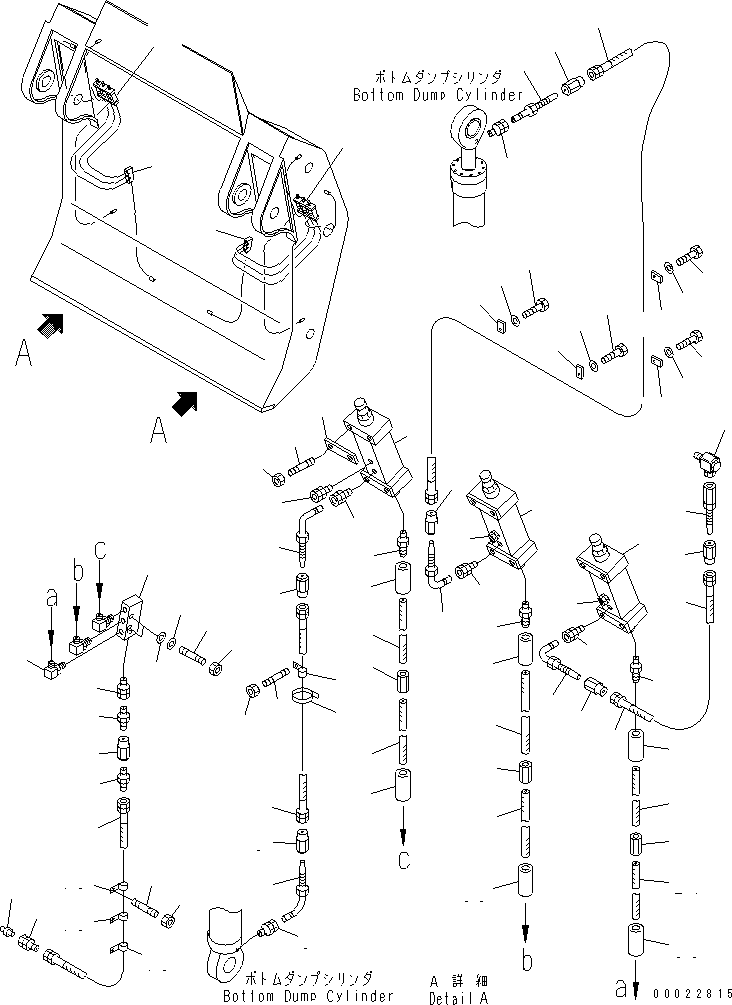 Komatsu parts book diagram for PC1800-6-M1 S/N 10001-UP: WORK EQUIPMENT LUBRICATION PIPING (BUCKET SIDE) (FOR LOADER)(#11006-)