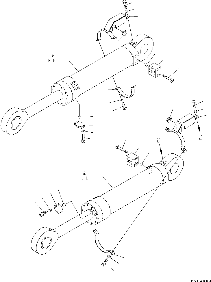 Komatsu parts book diagram for PC1800-6-M1 S/N 10001-UP: BOTTOM DUMP CYLINDER (FOR LOADER)(#10001-11011)