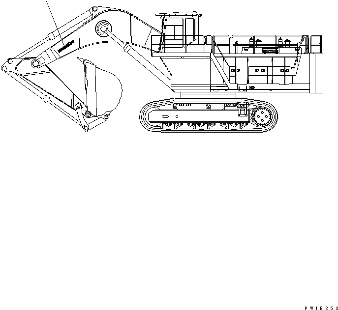 Komatsu parts book diagram for PC1800-6-M1 S/N 10001-UP: MARKS AND PLATE (WORK EQUIPMENT SIDE)(#11002-)