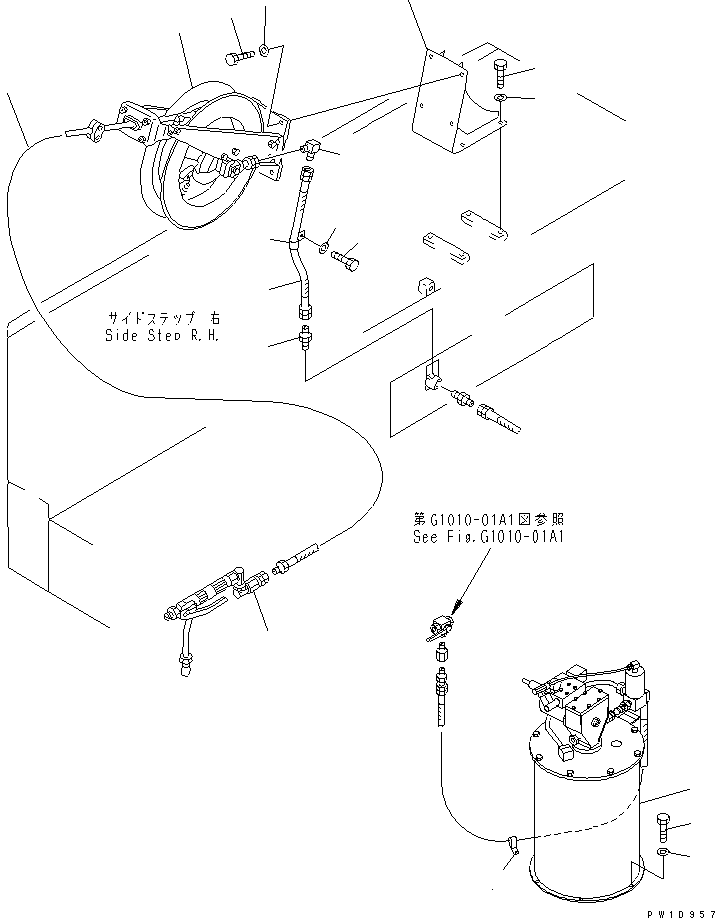 Komatsu parts book diagram for PC1800-6-M1 S/N 10001-UP: GREASE PUMP (GREASE GUN AND REEL) (LINCOLN)(#11002-)