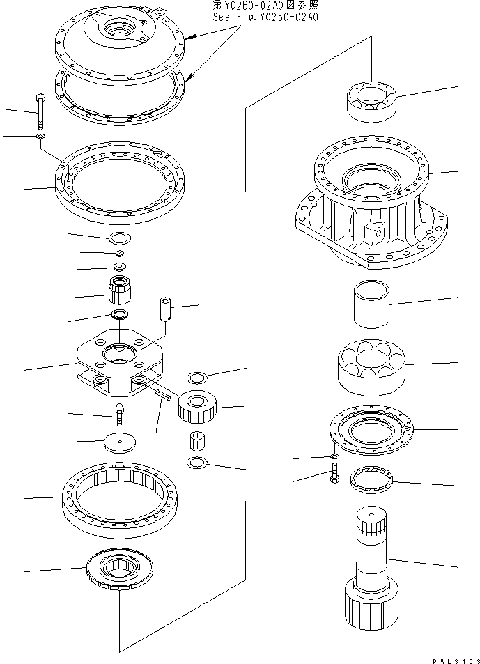 Komatsu parts book diagram for PC1800-6-M1 S/N 10001-UP: SWING MACHINERY ASS'Y (2ND CARRIER AND PINION)