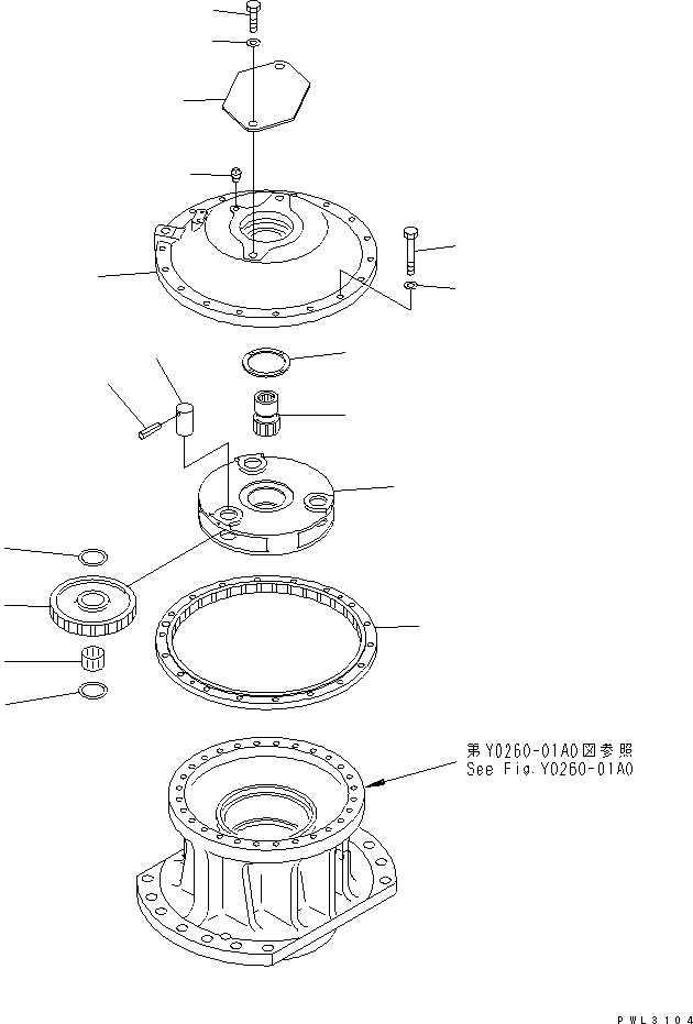 Komatsu parts book diagram for PC1800-6-M1 S/N 10001-UP: SWING MACHINERY ASS'Y (1ST CARRIER AND DRAIN)