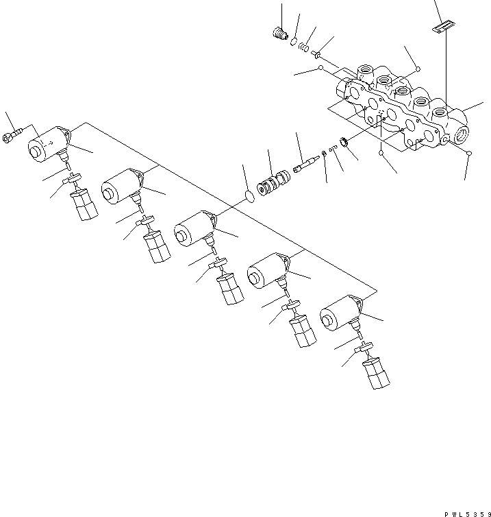 Komatsu parts book diagram for PC1800-6-M1 S/N 10001-UP: SOLENOID VALVE (INNER PARTS)(#10011-)