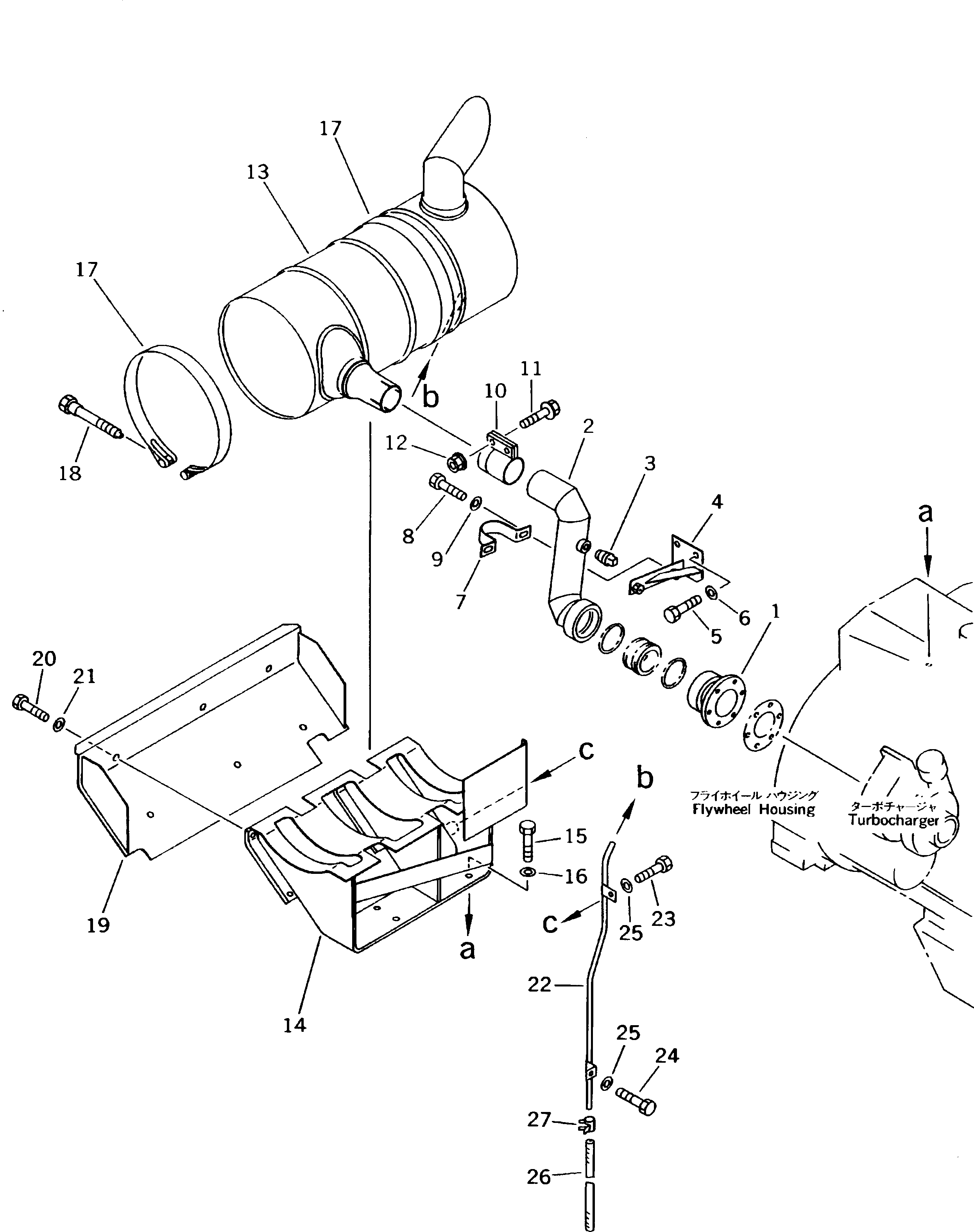 Excavators Komatsu / PC180NLC-5K S/N K20001-UP(pc180nlu) / MUFFLER AND PIPING(#K20001-K20392)(030060 : 1111)