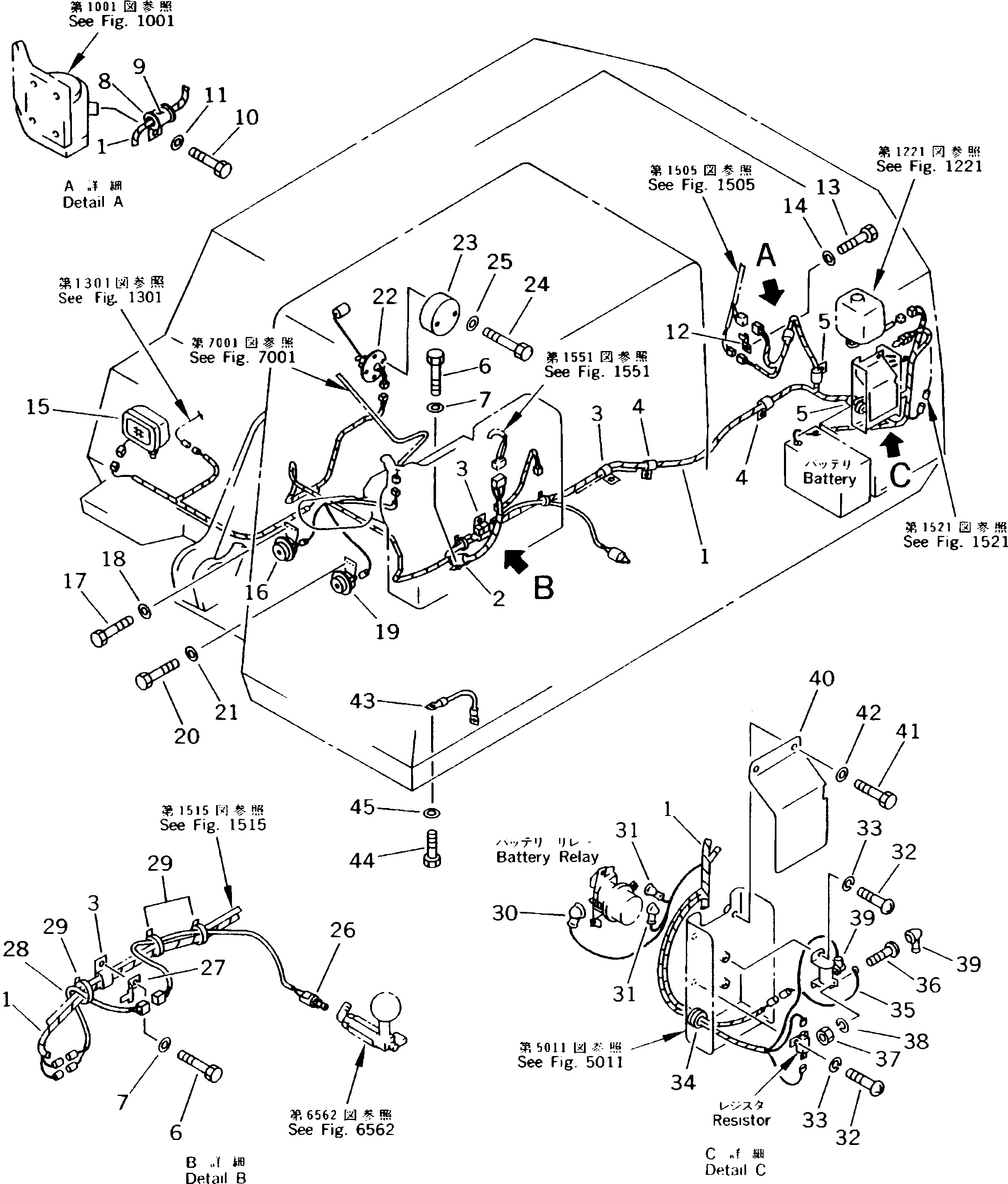 Excavators Komatsu / PC180NLC-5K S/N K20001-UP(pc180nlu) / ELECTRICAL SYSTEM (WORK LAMP AND HORN LINE)(#K20001-K20392)(030260 : 1511)