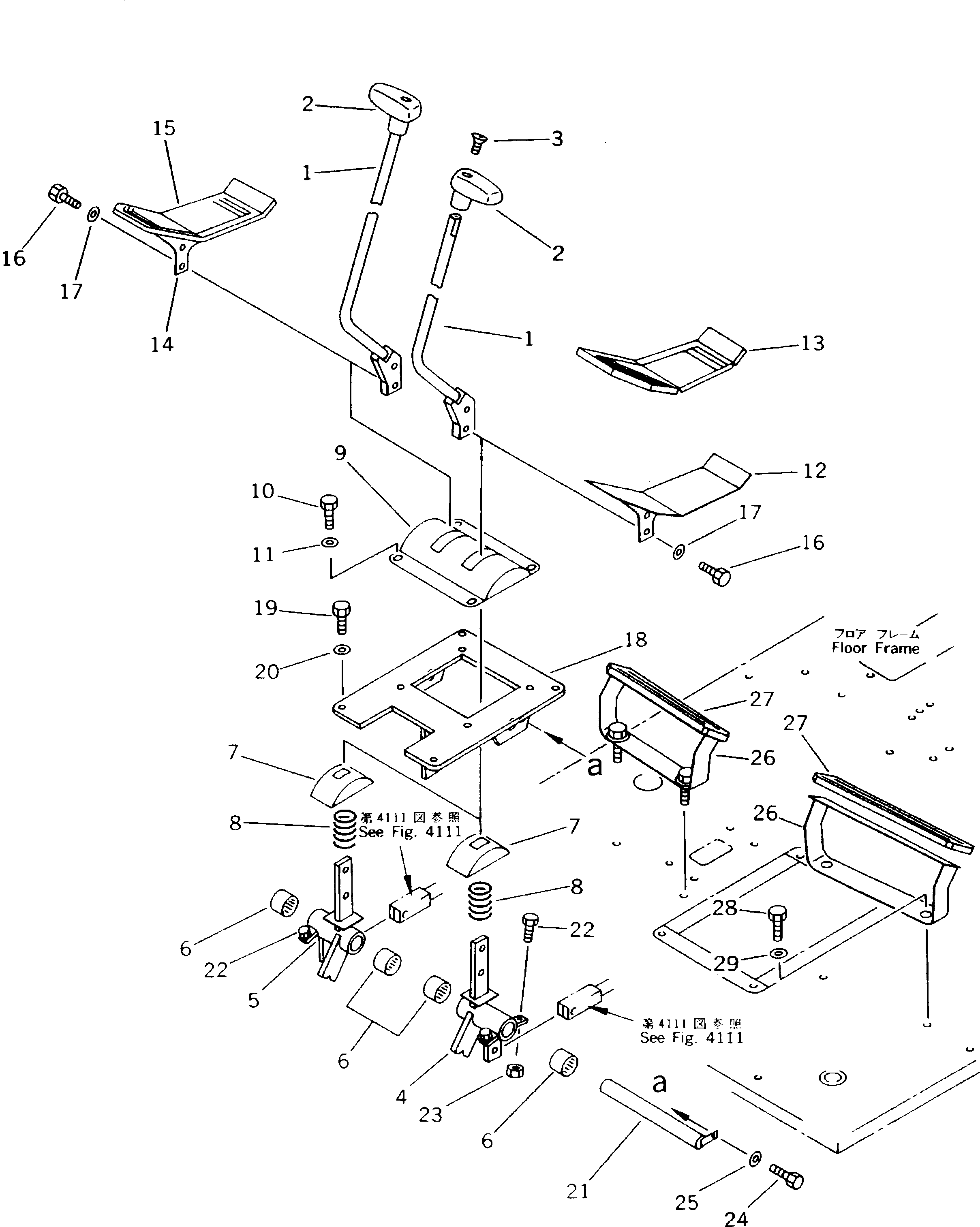 Excavators Komatsu / PC180NLC-5K S/N K20001-UP(pc180nlu) / TRAVEL CONTROL LEVER AND PEDAL(120020 : 4101)