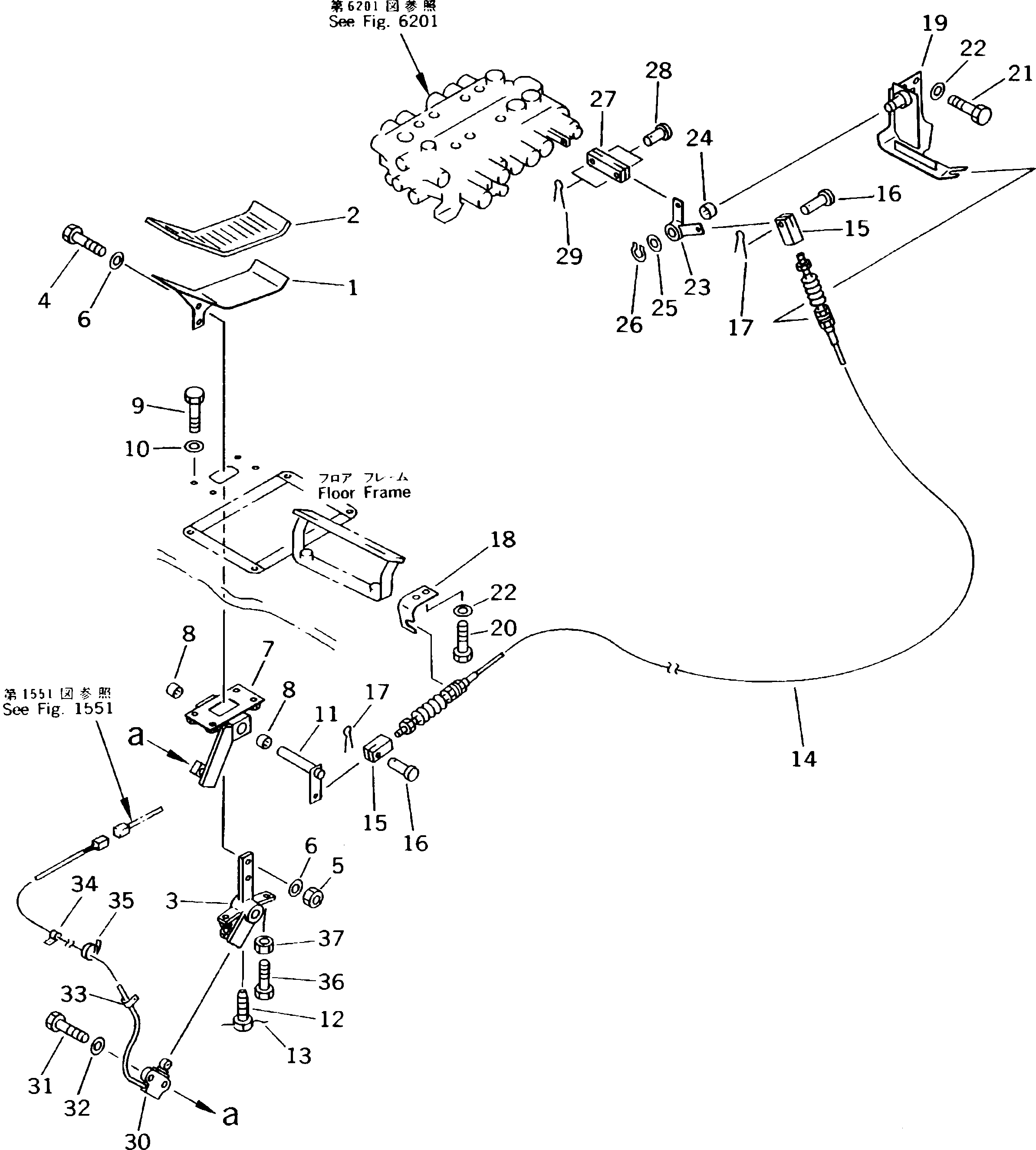 Excavators Komatsu / PC180NLC-5K S/N K20001-UP(pc180nlu) / ATTACHMENT CONTROL PEDAL AND LINKAGE(#K20001-K20392)(120050 : 4301)