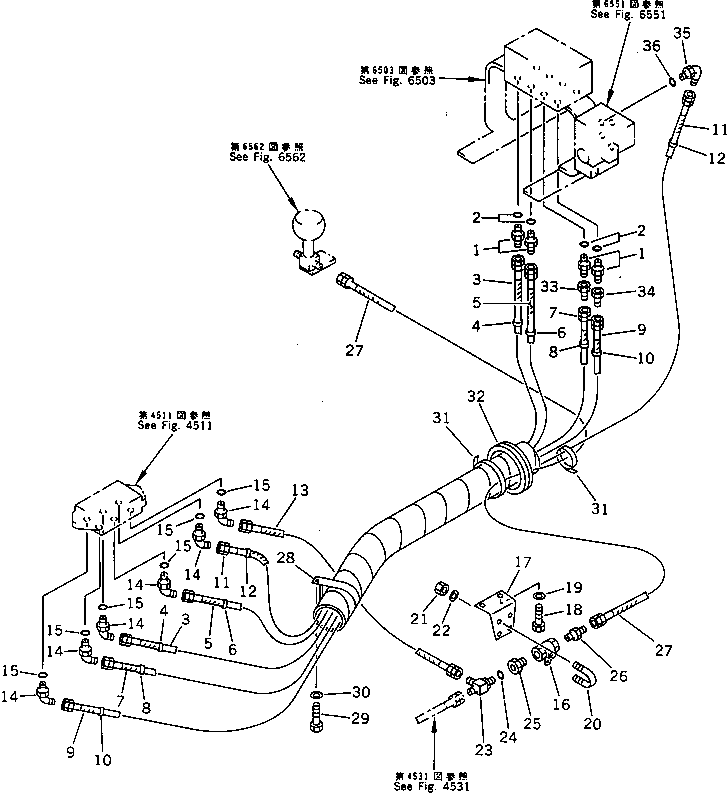Excavators Komatsu / PC180NLC-5K S/N K20001-UP(pc180nlu) / HYDRAULIC PIPING (WORK EQUIPMENT CONTROL ? L.H.)(#K20001-K20392)(120120 : 4521)