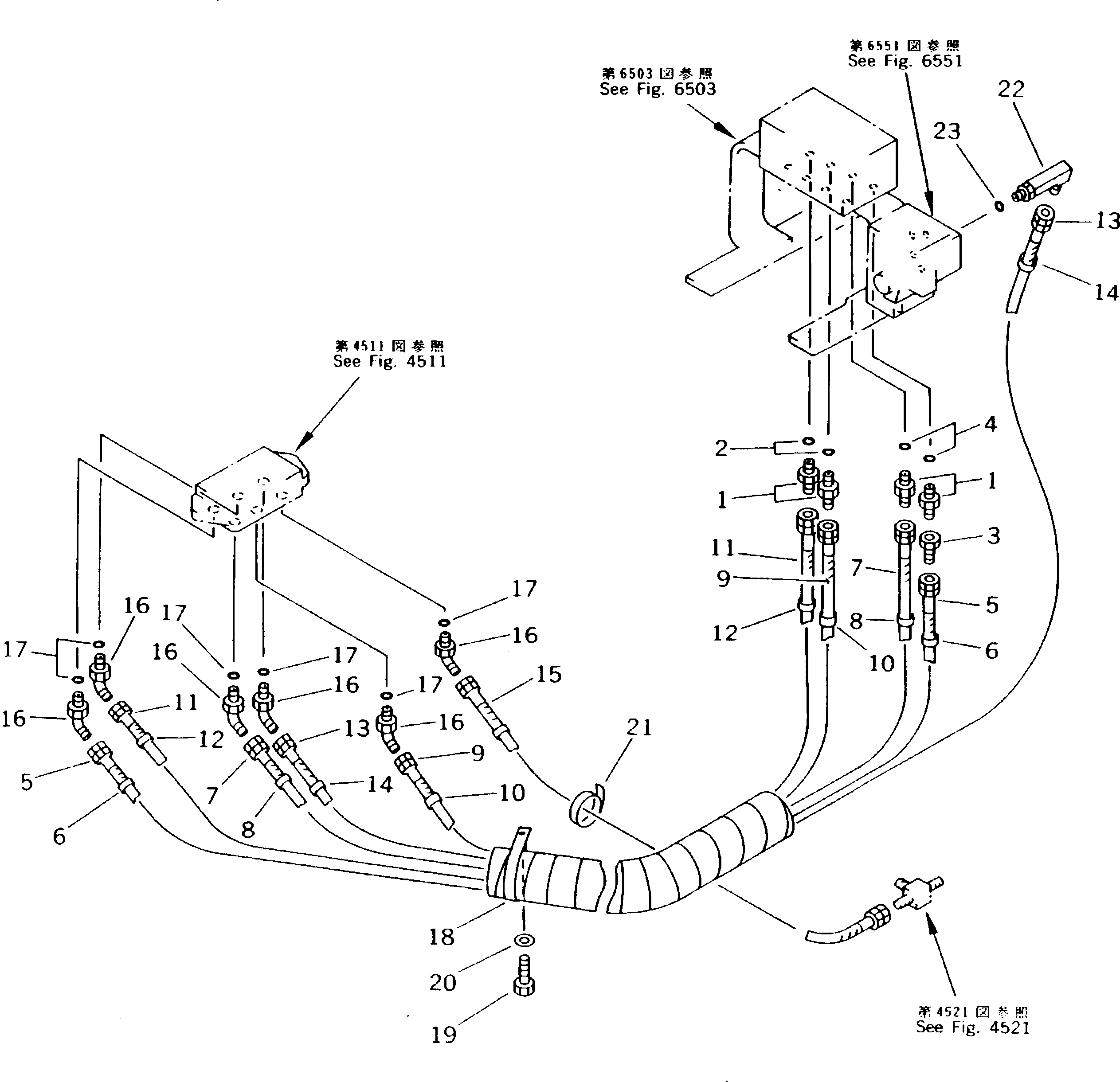 Excavators Komatsu / PC180NLC-5K S/N K20001-UP(pc180nlu) / HYDRAULIC PIPING (WORK EQUIPMENT CONTROL ? R.H.)(#K20001-K20392)(120140 : 4531)
