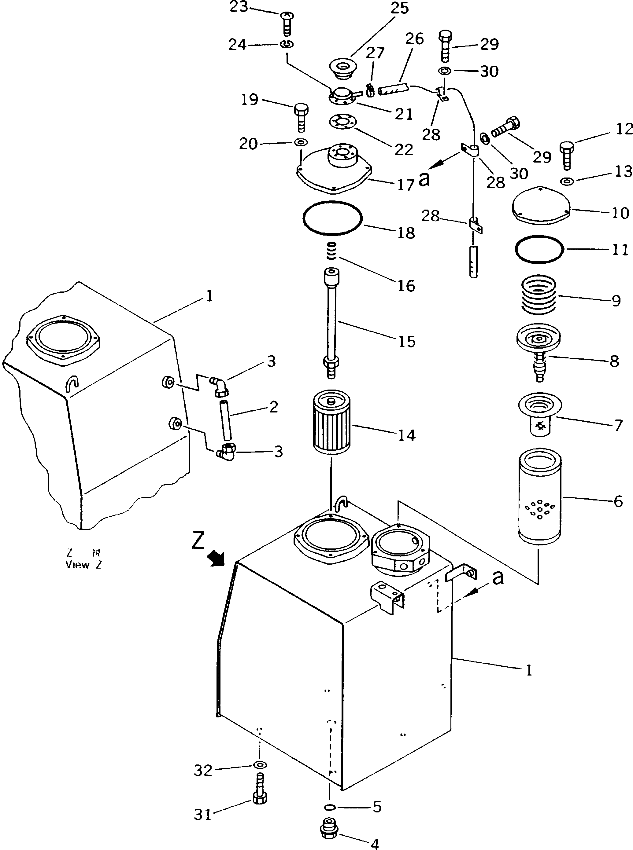 Excavators Komatsu / PC180NLC-5K S/N K20001-UP(pc180nlu) / HYDRAULIC TANK(180010 : 6001)